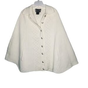 Eileen Cape VINTAGE Cape Sweater PONCHO Collared Side Slits Arm White One Size